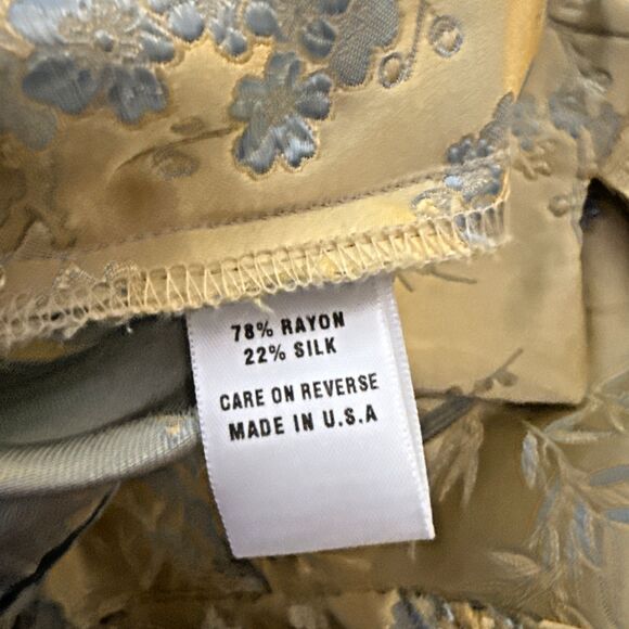 Barbara Lesser Fibers Silk Jacquard Blazer Womens Sz S VTG Gold Floral Elegant - Picture 13 of 14